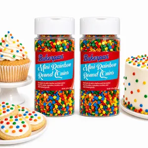 Bakerpan 2 Pack Quins Rainbow Sprinkles for Cake Decorating - 5.87 Ounces - Crunchy Rainbow Edible Confetti Sprinkles for Cupcakes, Ice Cream, Cookies, Cakes