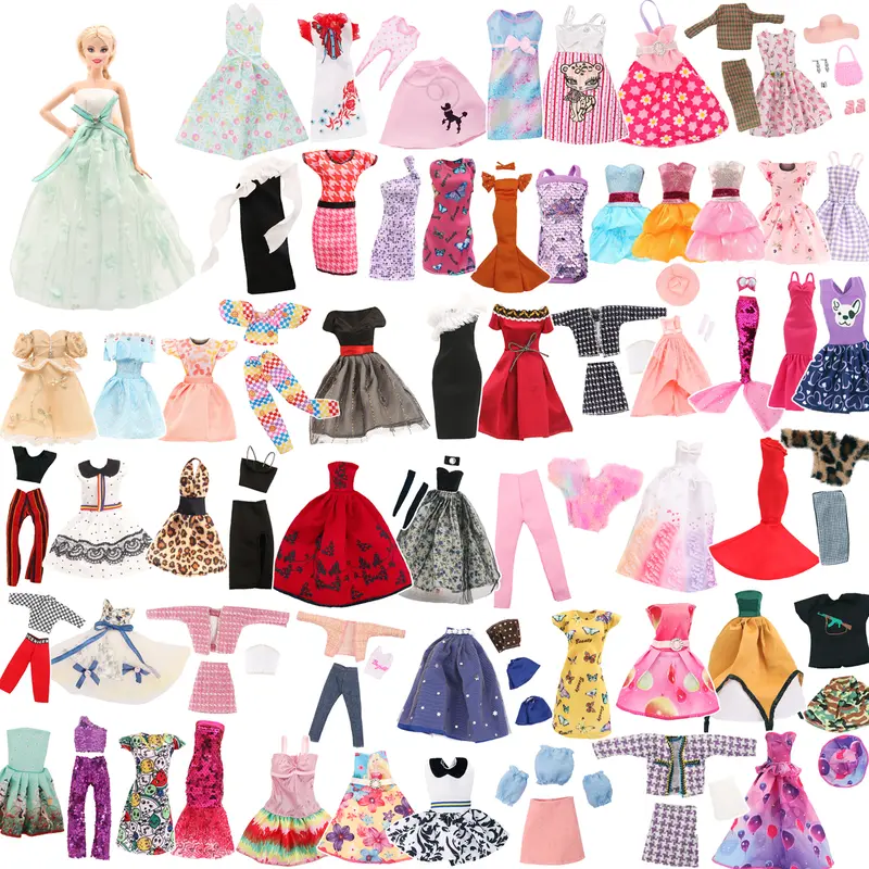 10 pieces of clothing, DIY fit doll clothes, shoes and accessories, mix and match to create your own style, doll clothing set for doll clothes (Doll not included)