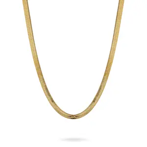 Gold Herringbone Necklace | Thick Herringbone Chain, Snake Chain, Everyday Necklace | Layering Necklace