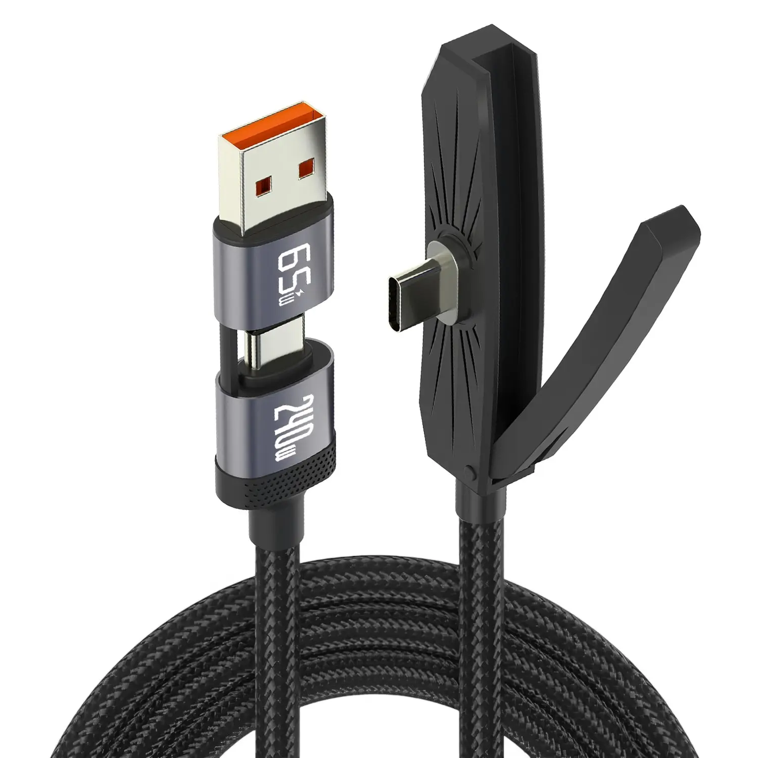 Phone Stand Charging Cable, Super Fast Charging USB C Cables, Cellphone Smartphone Mobile 1.75m Pd240w Usb65w Type-C Interface, Single Leaf Phone Stand Charger, 2-In-1 Design, No Connector