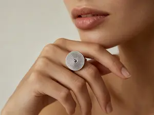 Miao Silver Spiral Disc Ring | Handmade Oxidized Ethnic Tribal Statement Jewelry