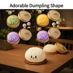 Large Dumpling Pillow Soft Huggable Plush Toy for Home Decor Adorable Dumpling Shape with Playful Expression Dough Ball