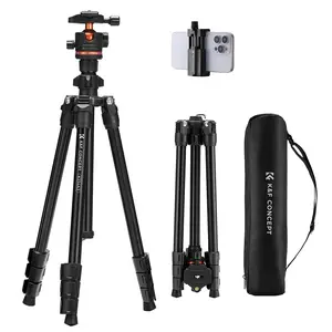 K&F CONCEPT 70" Camera Tripod, Lightweight Travel Tripods for Camera with 360 Degree Ball Head Load Capacity 17.6lbs, Cellphone Clip for Smartphone Live Streaming Vlog K234A3+BH-36