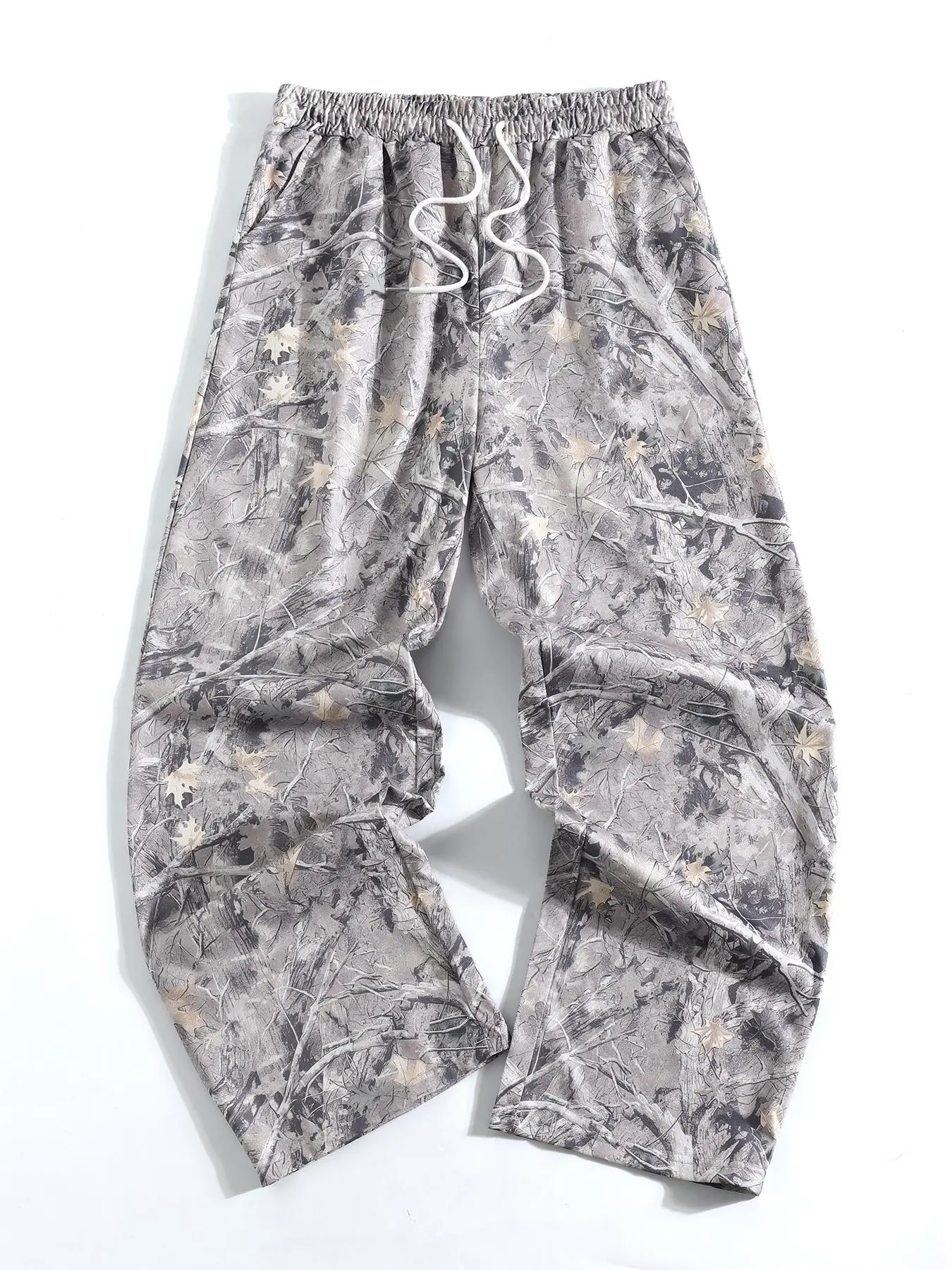 Vintage Street Style Camouflage All-Over Print Knit Women’s Loose-Fitting Casual Sports Pants, Camo Sweatpants, Comfortable Drawstring Waist, All Seasons Wear