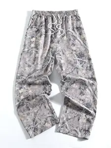 Vintage Street Style Camouflage All-Over Print Knit Women’s Loose-Fitting Casual Sports Pants, Camo Sweatpants, Comfortable Drawstring Waist, All Seasons Wear