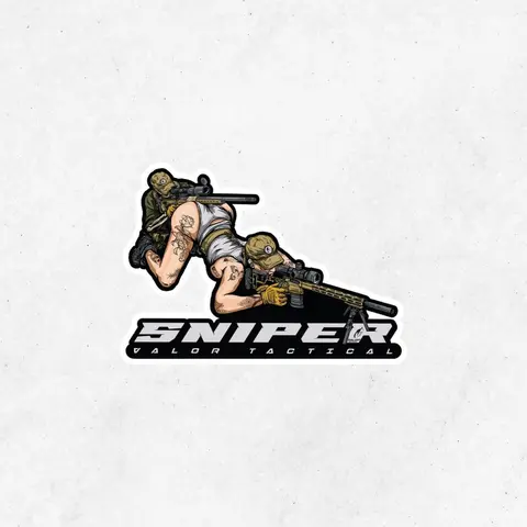 Sniper Valor Tactical Sticker – Military Sniper Duo, Tactical Rifle Design, Durable Vinyl Decal for Laptops, Cars, Gear, Weatherproof & Scratch-Resistan