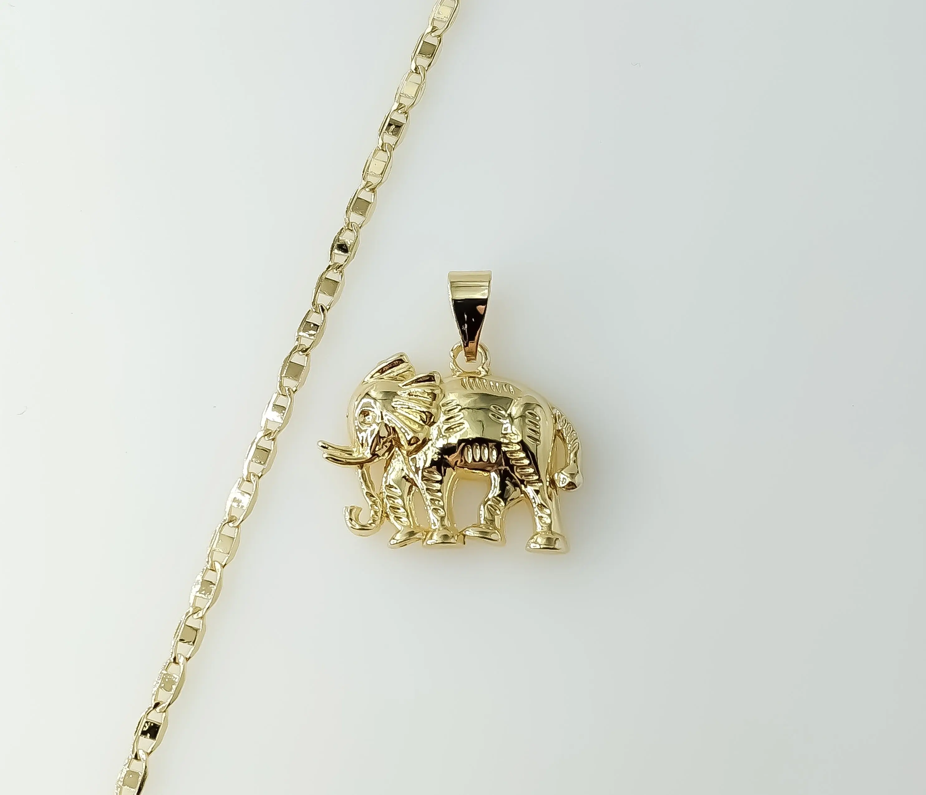 Plated Elephant 3mm Flat Mariner Anchor Chain Necklace