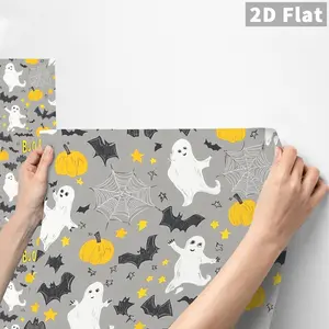 1PC QT Cute Halloween Elements Wall Sticker - Frosted PVC Self-Adhesive, Removable Waterproof Oil-Proof, DIY Peel & Stick for Home Party Kids Room Tiles