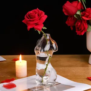 Transparent Human Body Glass Vase, Artistic Living Room Decor, Unusual Hydroponic Flower Pot, Home Creative Decoration, Entryway Bookshelf Ornament, Flower Arrangement Vase