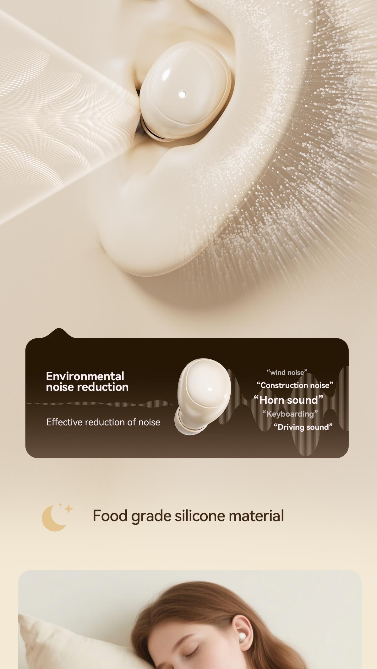 Chengruida M126 HiFi Quality 2 Pairs Wireless Earbuds, Ultra Thin Mini No Ear Pressure Side Sleep, Noise Reduction Call Long Battery Life