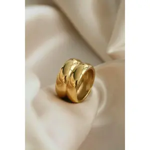 Gold Double Ridge Ring