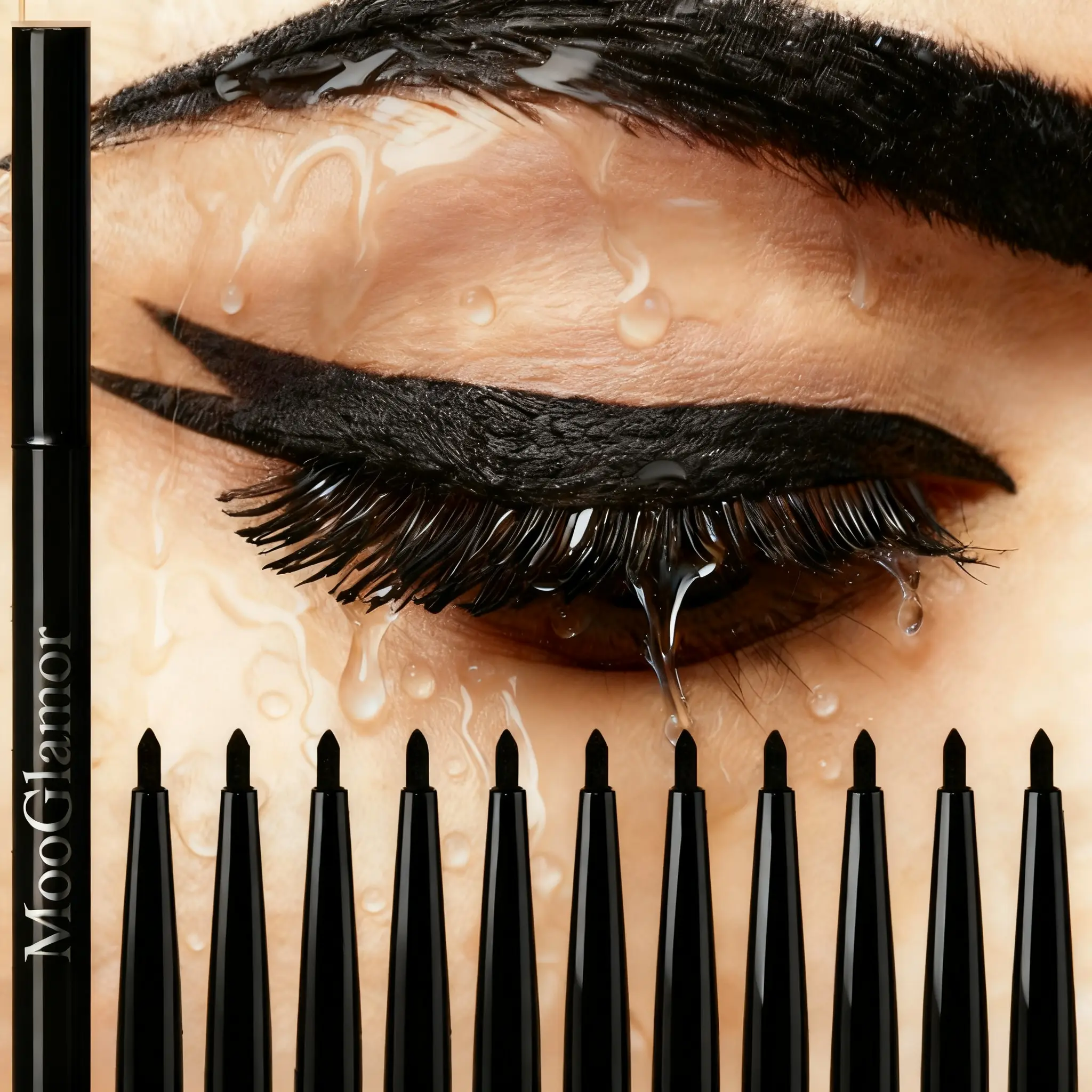 12-Piece Luxury Eyeliner Pencil Set Multi-Pack, Hypoallergenic Waterproof Cosmetic Liners in Black & Coffee Shades for a Bold Look & Wing Eyeliner, Eye Makeup Supplies, Adults, Twelve Pieces