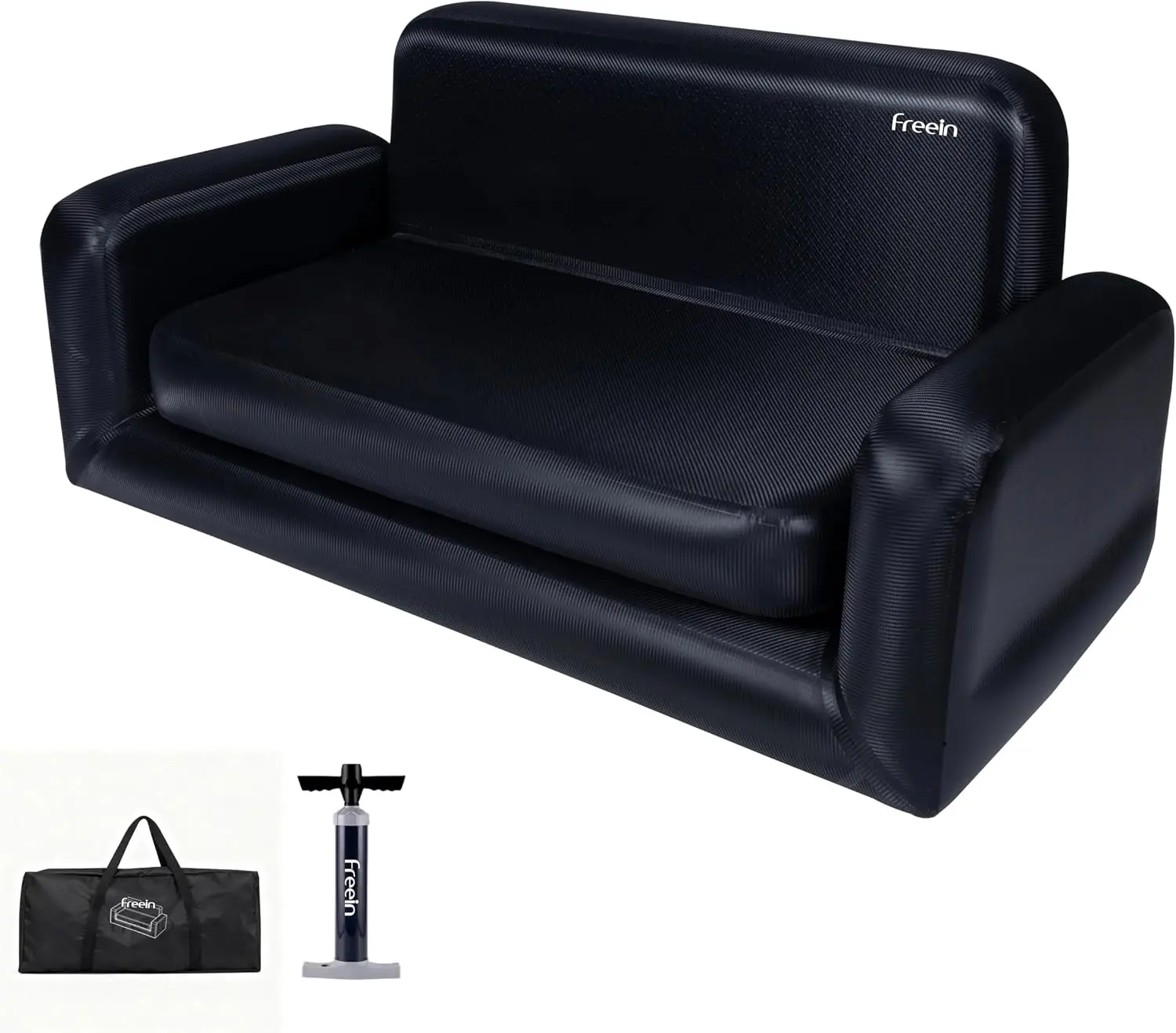 inCustom 3-in-1 Convertible Inflatable Sofa, Single & Double Size, Drop Stitch Air Couch, 820LBS Double, 7PSI Carbon Fiber Real Bed Feel Portable Lounge, Free SUP Hand Pump, Indoor Bedroom Gaming Office Balcony Outdoor Camping Travel