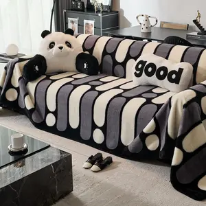 Vertical Striped Sofa Cover Cloth, Full Coverage Anti-Scratch Cat Scratch Protector, Non-Slip Furniture Cover for Living Room Decor