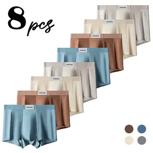 Men’s solid-color breathable boxer briefs — stylish, comfortable, antibacterial set; casual athletic boxers for everyday wear; moisture-wicking, quick-drying, non-slip, no-roll-edge design; skin-friendly fabric; high-elastic waistband.