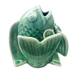 Vintage Wide Mouth Coy Fish Ceramic Figurine