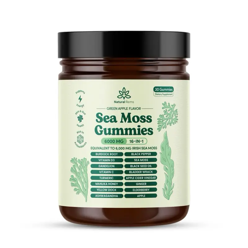 Natural Rems 16-in-1 Sea Moss Gummies | With KSM-66 Ashwagandha, Black Seed Oil,...