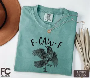 Comfort Colors Funny Crow Shirt, F-Caw-F T-Shirt, Black Crow Tee, Raven Lover Gift, Funny Raven Shirt, Gothic Crow Tee, Comfort Colors T-Shirt