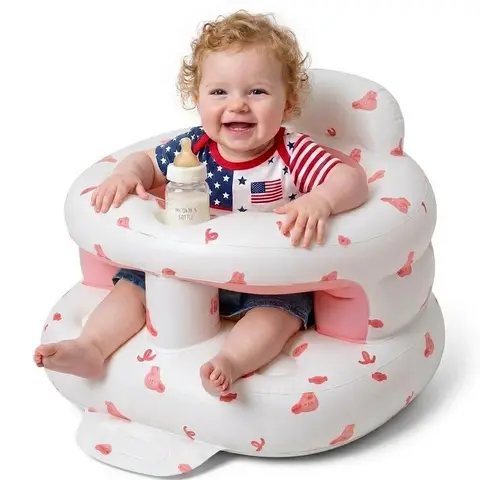 Inflatable Baby Floor Seat for 3-36 Months - BPA-Free, Ergonomic Design, Portable, Unisex, Wide Base Grip, Built-In Filling Pump, Gentle on Skin, Keeps Baby Cool & Secure, Ideal Gift for New Parents (Sit-Up Learning)