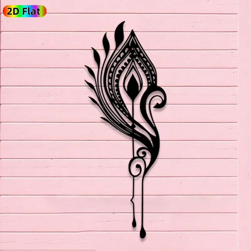1pc Romantic Peacock Feather Metal Wall Art, Romantic Peacock Feather Statue Mural, Iron Craft, Perfect for Living Room, Garden, Indoor/Outdoor Decor, Intricate Craftsmanship, Artistic Metalwork, Valentine's Decor, Ideal Gift for Nature Lovers