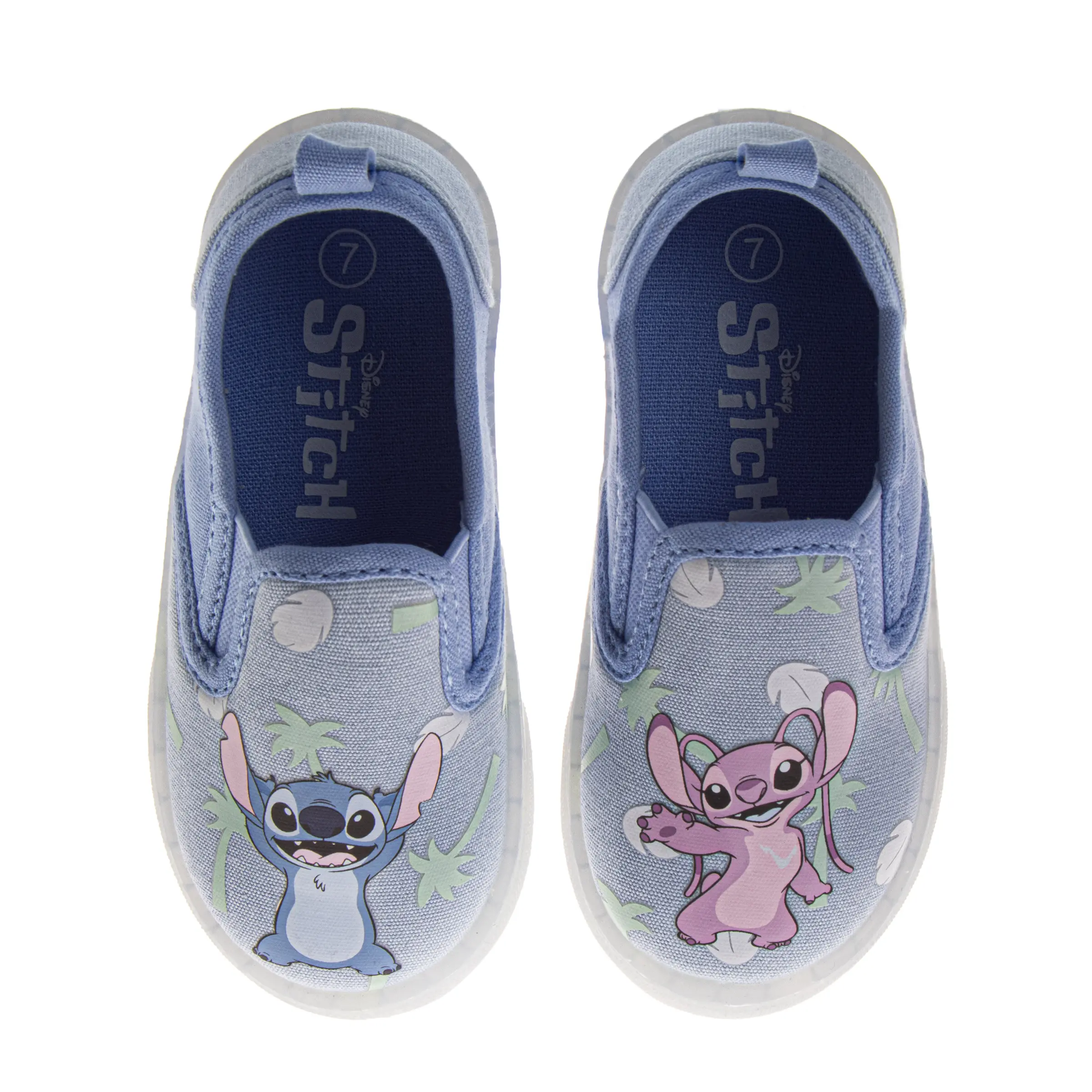 JOSMO KIDS Toddler Girls' Stitch & Angel Character Light-Up Canvas Slip-On Sneakers - Rubber Sole, Round Toe, Synthetic Upper, Size 8 for Playtime, Casual Outings, Slip On Shoes, Playtime Ready