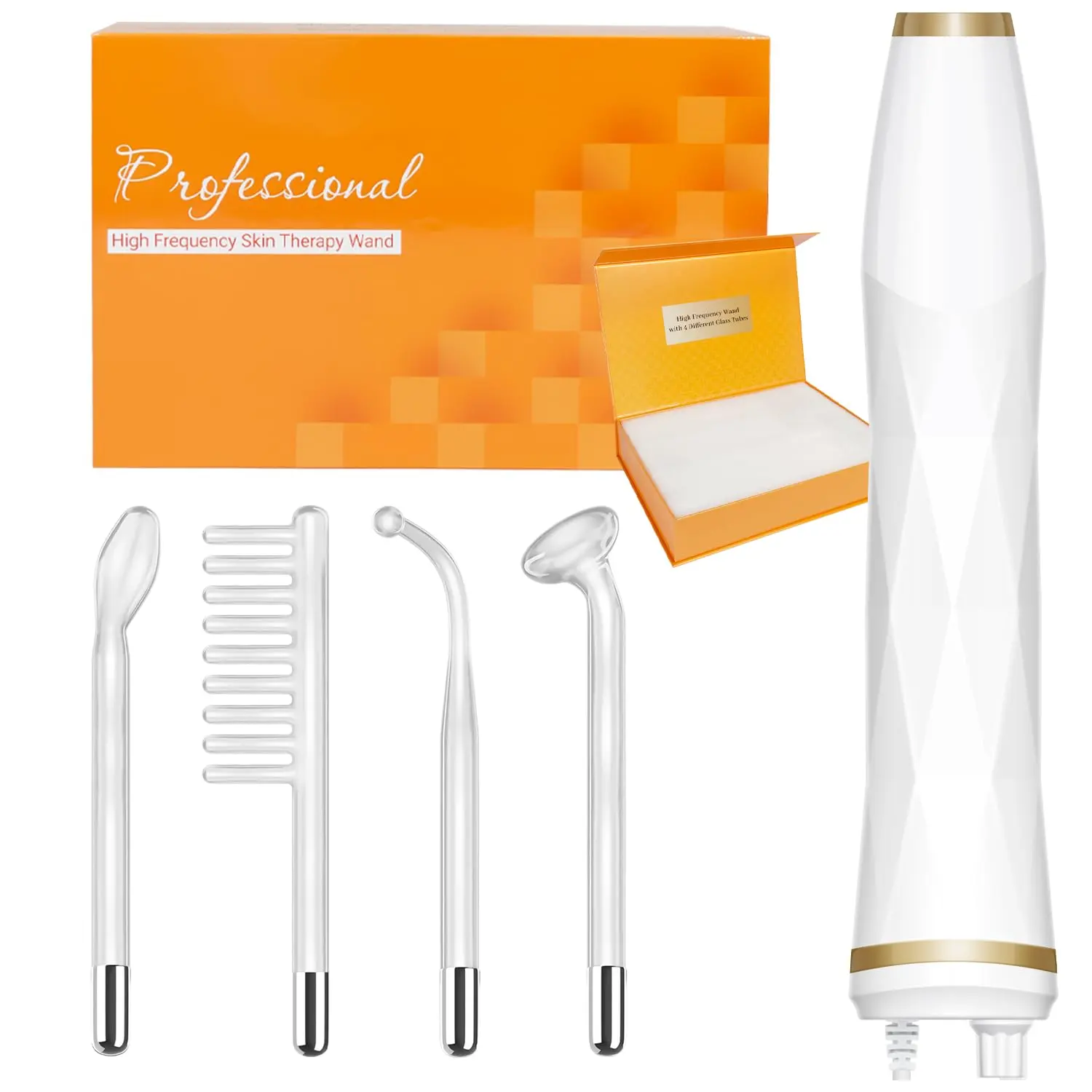 Portable High Frequency  Machine - Orange High Frequency Face Skin Wand Device