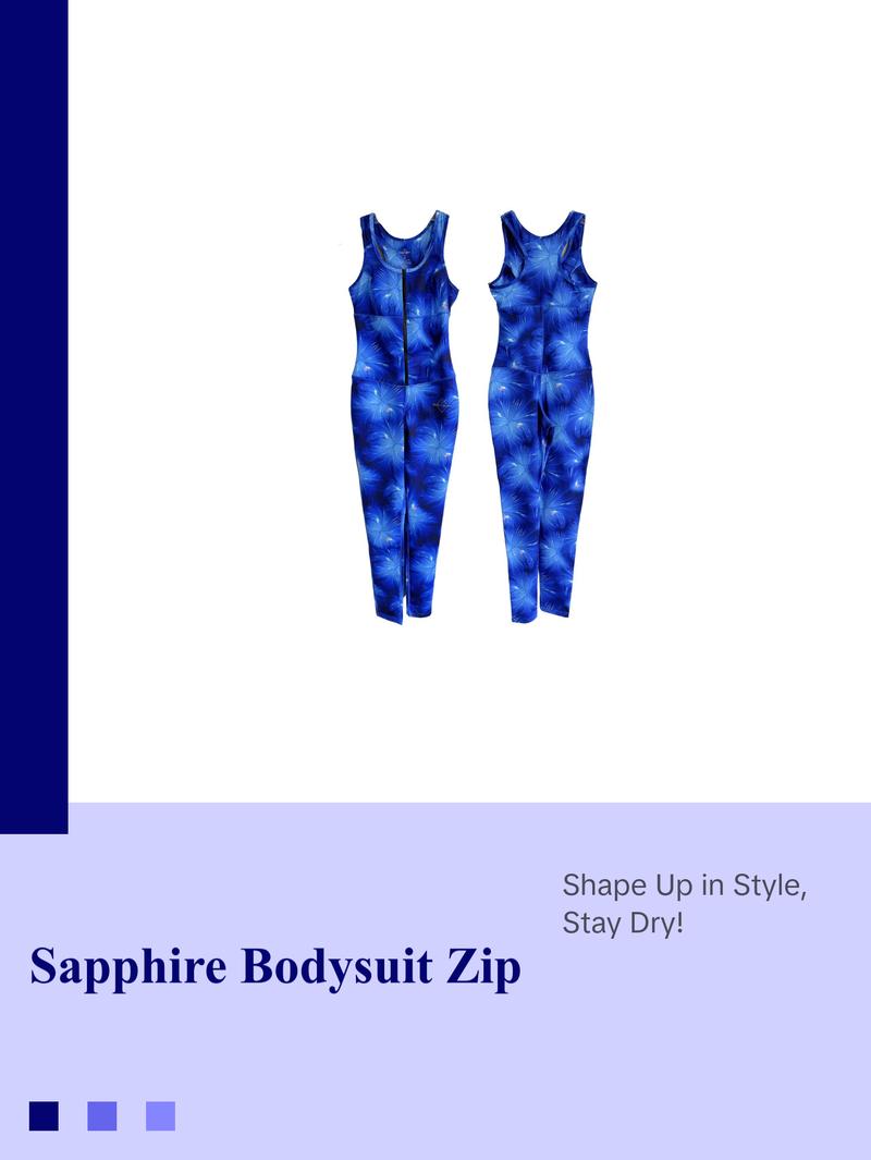 Sapphire Bodysuit Spandex Women's Wear Zipper Compression Long Sleeveless with Moisture-Wicking Technology & YKK Zipper Double-Layered Bust Compression Curve-Defining Silhouette Racer Back Detail 4-Way Stretch Fabric Sapphire Bodysuit Spandex Women's Wear Zipper Compression Long Sleeveless with Moisture-Wicking Technology & YKK Zipper Double-Layered Bust Compression Curve-Defining Silhouette Racer Back Detail 4-Way Stretch Fabric