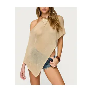 Asymmetric Knit Poncho,Womenswear
