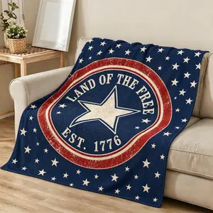 2026 Memorial Day & 4th of July Independence Day Themed "Land of the Free" Flannel Throw Blanket Ultra Soft Lightweight Comfort for Home Office Naps Sofas Beds Room Decor Parade Celebrations 4 Sizes No Shedding No Pilling outdoorfun