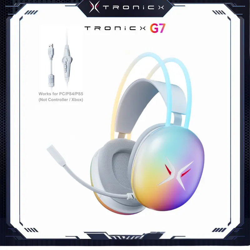 TAGRY TRONICX G7 Wired PC Gaming Headset with 50mm Driver, ENC Microphone, USB Headset with 7.1 Surround Sound, Control Box for PC/PS5/PS4/Switch Dock tiktokshopbacktoschool