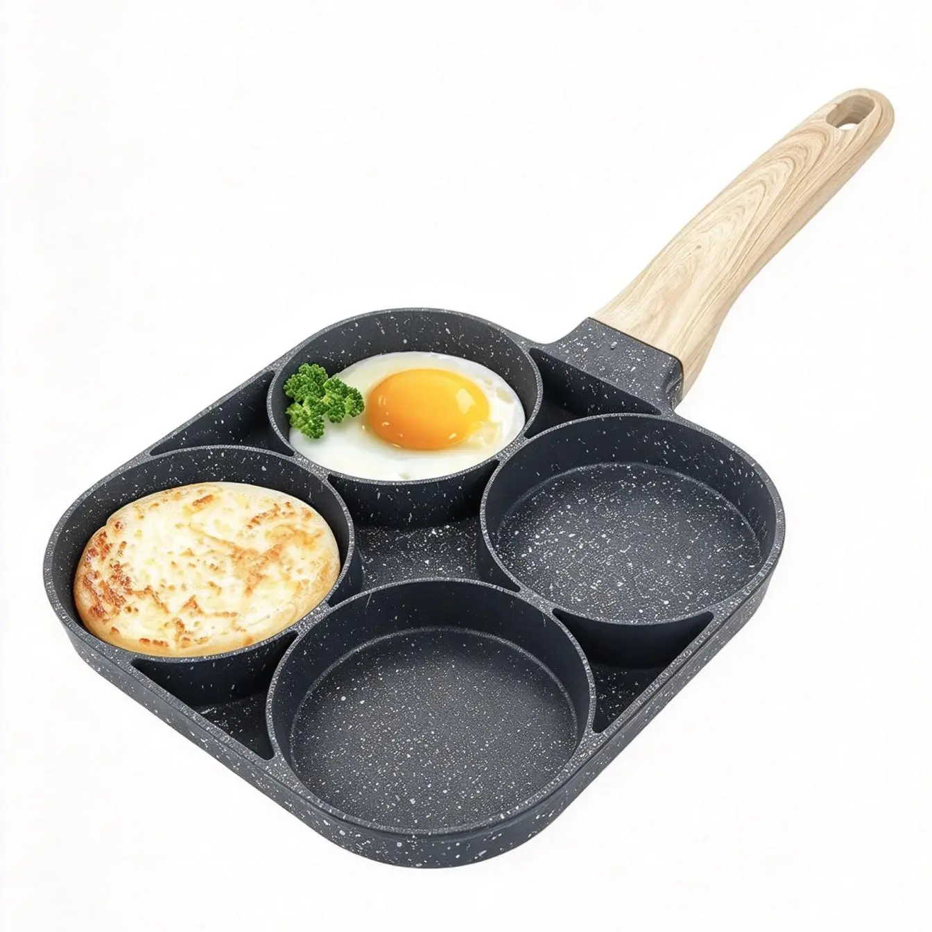 4-Cavity Non-Stick Multi-Section Breakfast Skillet Cookware, Ideal for Frying Eggs, Pancakes, Home Kitchen Use
