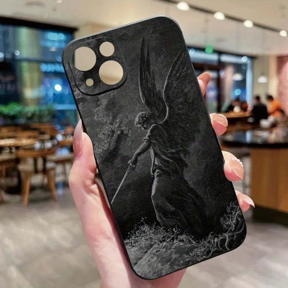 Angel Pattern Phone Case, Decorative Cellphone Protector Cover, Shockproof Phone Protective Cases Compatible with iPhone 11 12 13 14 15 Pro Max