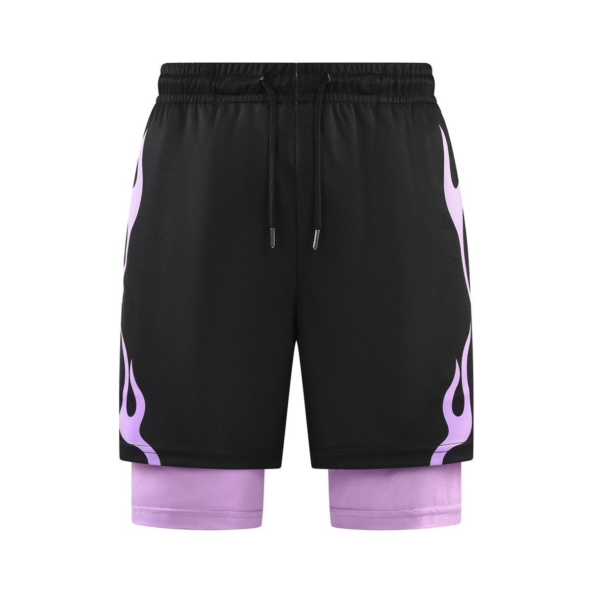Edgy Graphic Mens Double Layered Athletic Short Gothic Spider Print Loose Fit Breathable Shorts for Daily Wear