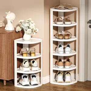 10 Tier Vertical Shoe Rack, Stackable Shoe Rack Organizer for Entryway Closet Corner, Free Standing Shoe Rack Shelf, Saving, Curved, Off White