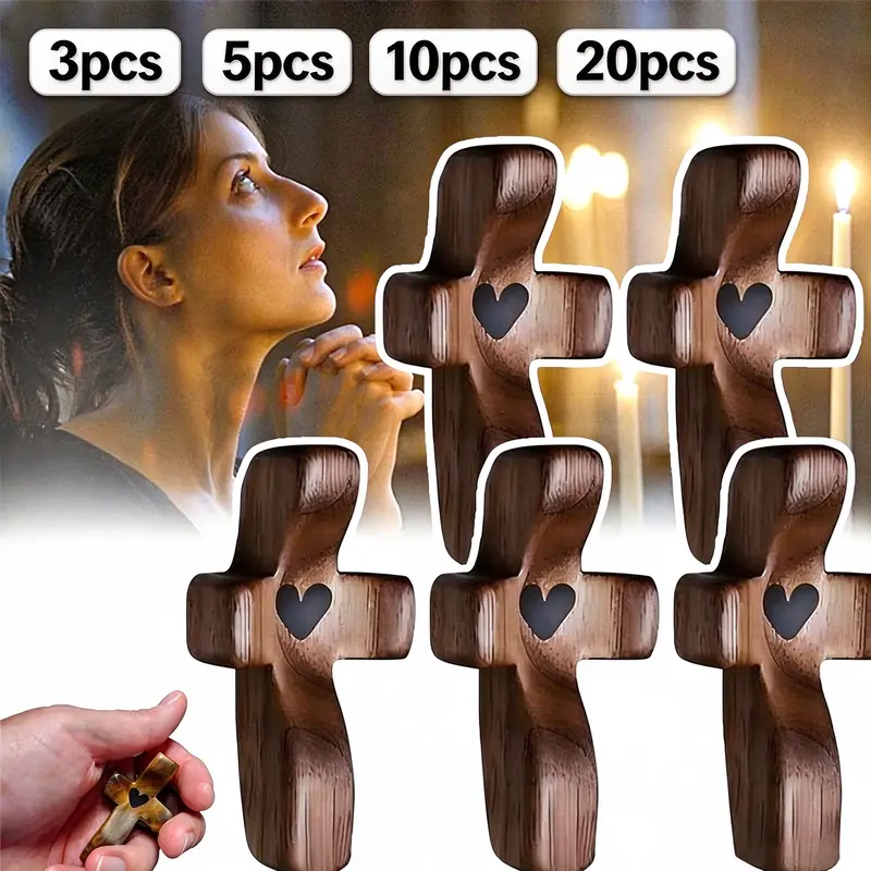 3/5/10/20pcs Mini Olive Wood Crosses Set Handcrafted Christian Symbols Ideal Spiritual Gifts for Faithful Perfect for Prayer Worship Devotional Keepsakes Religious Design Vintage Multi Functional Mahogany Brown