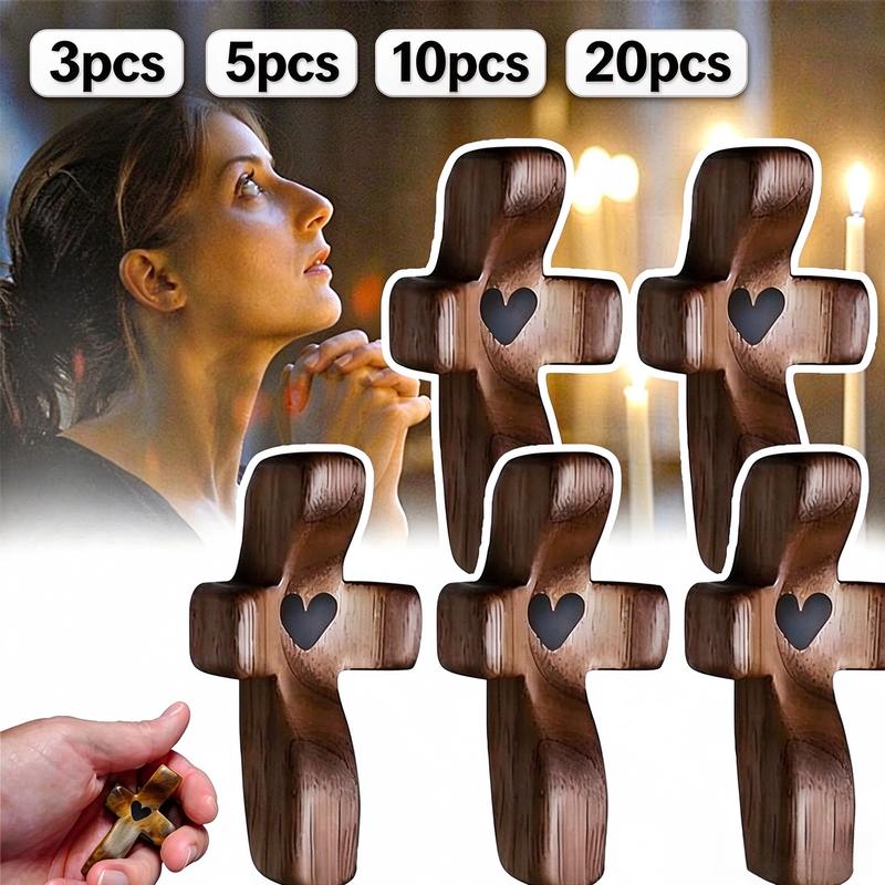3/5/10/20pcs Mini Olive Wood Crosses Set Handcrafted Christian Symbols Ideal Spiritual Gifts for Faithful Perfect for Prayer Worship Devotional Keepsakes Religious Design Vintage Multi Functional Mahogany Brown