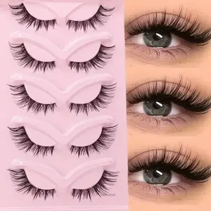 [5-Pair Gorgeous Cat Eyelash] Gorgeous and Lightweight 5-Pair Set Cat Eyelash | Natural Appearance Fox False Eyelash, False Mink Eyelash Natural Eyelashes Suitable for Doll Eye Makeup (Charming)