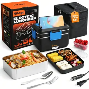 Anti-Leak Fully Sealed Portable Electric Lunch Box Food Warmer 1.5/1.8/2.5/3.5L, Wired Non-Battery Camping Workplace Car Trip