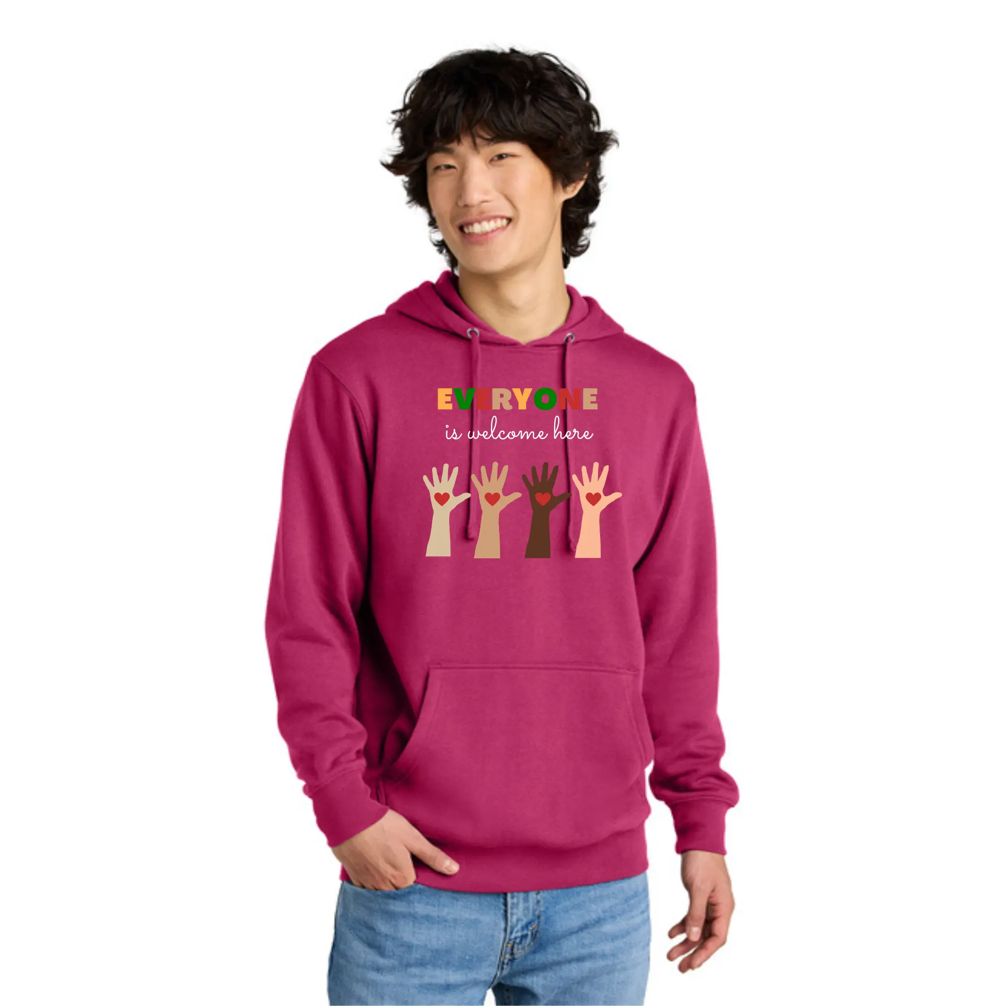 ADULT Hoodie (DARK FUCHSIA) - Everyone is Welcome Here