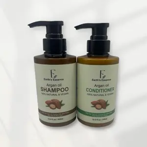 Earth's Essence Vegan Shampoo & Conditioner Travel Size Bundle Natural Haircare Sulfate Free with Argan Oil Gentle Cleansing Formula Nourishing Cleanser