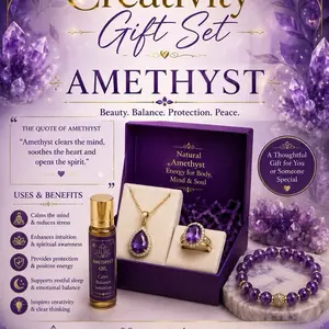 Amethyst Jewelry Set - Fashion Costume Accessory for Female Daily Wear, Ideal Gifts for Women, Includes Necklaces for Women to Boost Creativity and Concentration