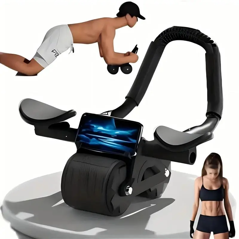 Automatic Rebound Abdominal Wheel With Elbow Support, Thick Foam Ab Workout Exercise Equipment With Dual Wheels For Core Training