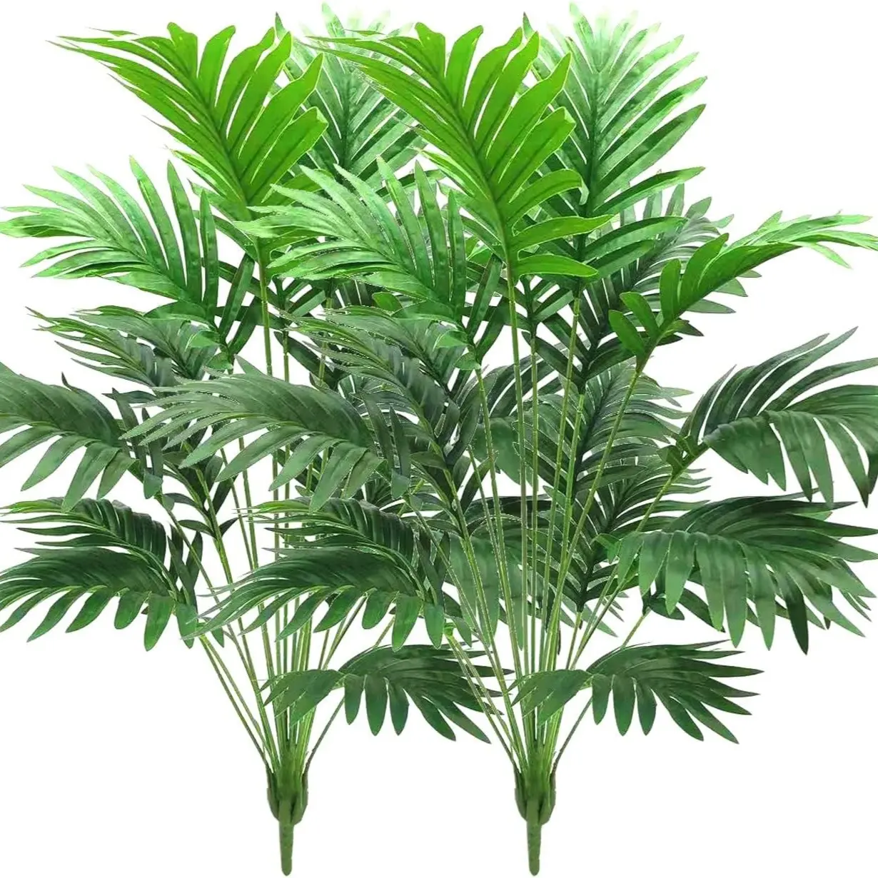 2 Pack 2.69FT Real Touch Plastic Artificial Palm Trees, Lifelike Tropical Plants, UV Resistant Faux Greenery for Indoor Outdoor Patio Garden Home Office Decor