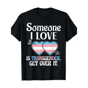 Women's Casual Crew Neck Shortsleeve Printed Basic Shirt - 100% 220g Pure Cotton, Made in USA, Transgender Pride Flag Graphic, Custom Slogan Tees, Custom Shirt for Everyday Wear