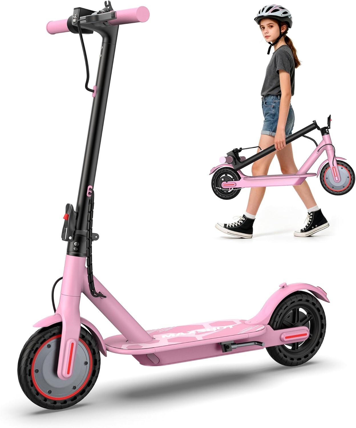 A MAXSHOT Foldable Electric Scooter for Adults & Big Kids | Multi-Speed 9-22MPH, Multi-Range 6.5-50Miles | Dual Suspension, 10-14" Tires, APP Control Commuter EscooterA