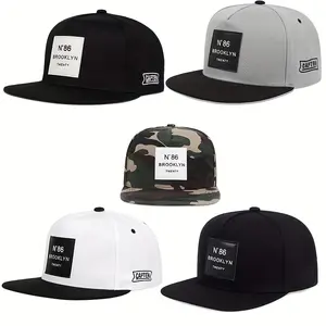 [Trendy Unisex Brooklyn Label Hat] Brooklyn Label Patch Snapback Hat Hip Hop Baseball Cap Trendy Unisex Lightweight Breathable Golf Dad Hats For Women & Men summer outfits
