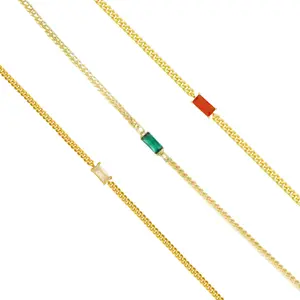 EVRY JEWELS Gold or Silver Plated Women's Waterproof Gem Bar Bracelet