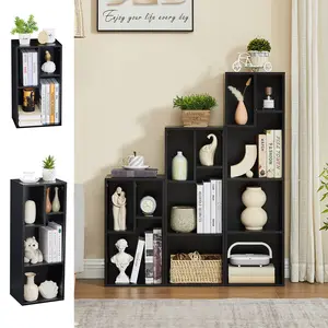 VECELO Display Case Bookcase Organizer Closet, DIY Plastic Modular Bookshelf, 4 Tiers 3 Tiers 5 Tiers DIY for Living Room, Bedroom Small Space Office