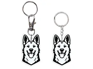 German Shepherd Keychain Set of 2 Dog Breed Keychain Split Ring Lobster Clasp Gift