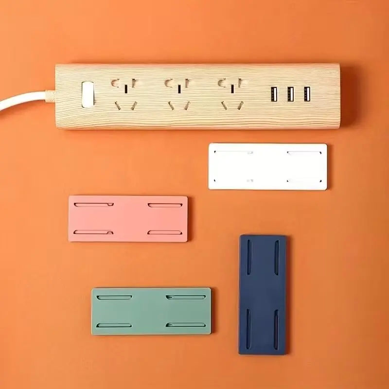 Self-Adhesive No-Drill Socket Holder - Strong Traceless Wall Hook, Power Strip Organizer for Home, Kitchen (Multi-Color, Suitable for Remote Controls, Routers)